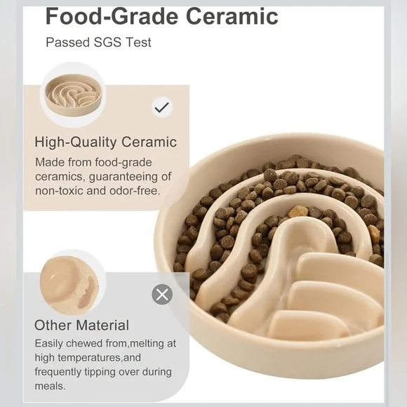 Bicopet Slow Feeder Pet Dog Ceramic Maze Non-Slip Silicone Rim Puzzle Heavy Duty - Picture 4 of 13